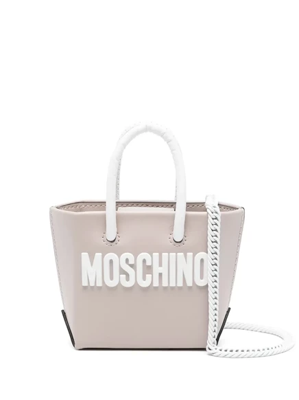 Кожаная мини-сумка с логотипом Moschino и надписью