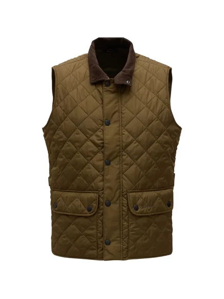 Мужской жилет Barbour стёганый, вельветовый воротник, зеленый