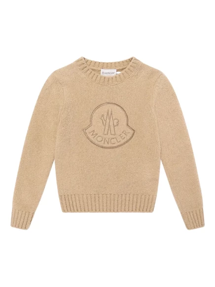 Мальчиковый джемпер Moncler Enfant с вышитым логотипом, коричневый