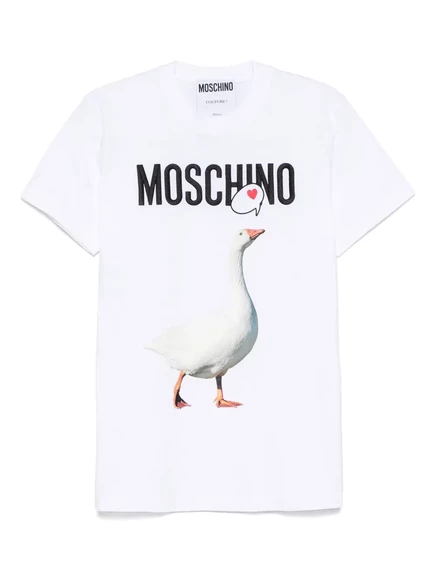 Женская футболка Moschino с принтом и логотипом, белая