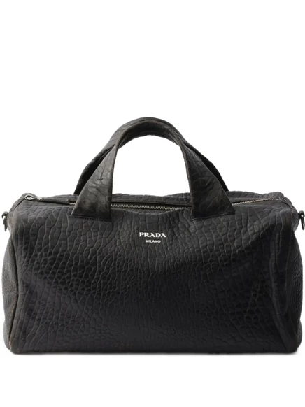 Кожаная спортивная сумка Prada black