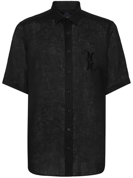 Мужская рубашка Billionaire Linen Silver Cut, черная