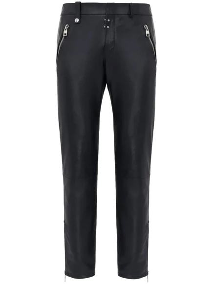 Кожаные укороченные брюки зауженного кроя от Alexander McQueen black