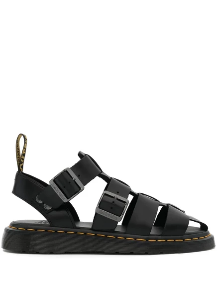 Дизайнерские кожаные сандалии Dr. Martens в клетку  black