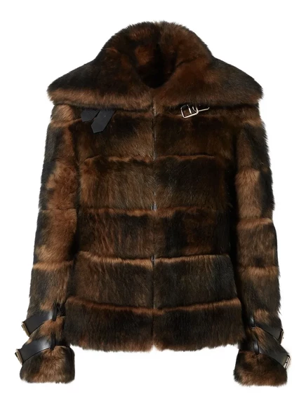 Меховая куртка с пряжкой FENDI brown