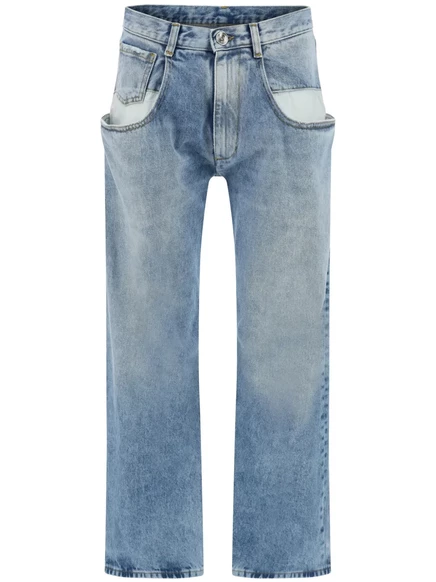 Maison Margiela contrast-pocket straight-leg jeans blue (13)