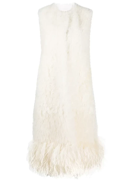 Женское пальто Prada oversize из овчины, белое