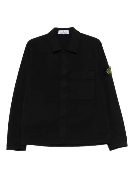 Мужская куртка-рубашка Stone Island с нагрудным карманом, черная