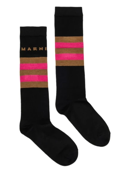 Детские носки Marni Kids в полоску, черные