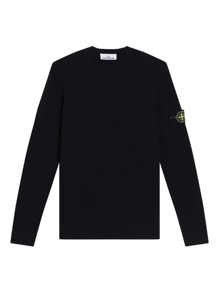 Мужской свитер Stone Island из шерсти, круглый вырез, синий