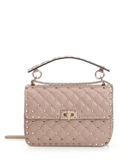 Valentino Garavani Rockstud Spike medium schoudertas beige