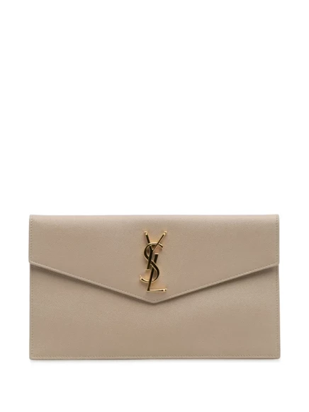Женский клатч Saint Laurent Uptown Pouch Grain De Poudre, коричневый