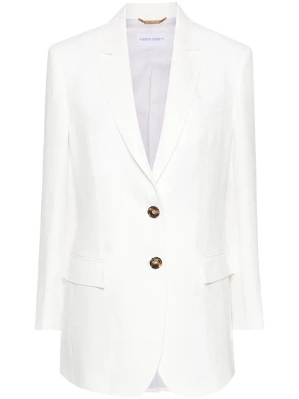 Однобортный льняной блейзер Alberta Ferretti white