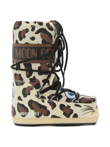 Ботинки для мальчиков Moon Boot Kids леопард, бежевые