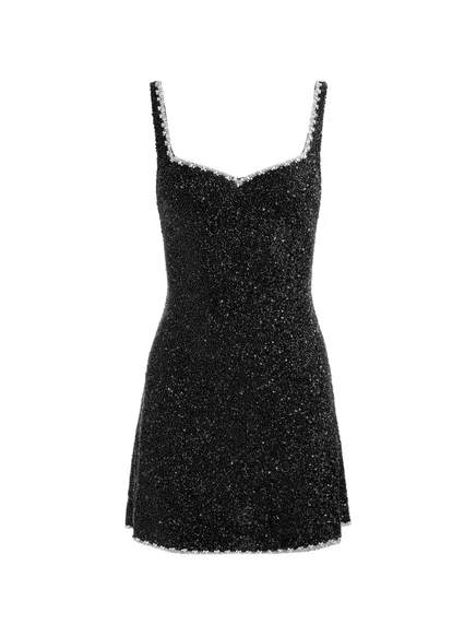 Женское мини-платье Alice & Olivia Eve с декором, черное