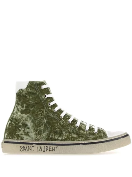 Мужские высокие кеды Saint Laurent Malibu, зеленые