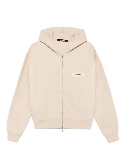 Худи Jacquemus Le Hoodie Gros Grain на молнии, бежевое