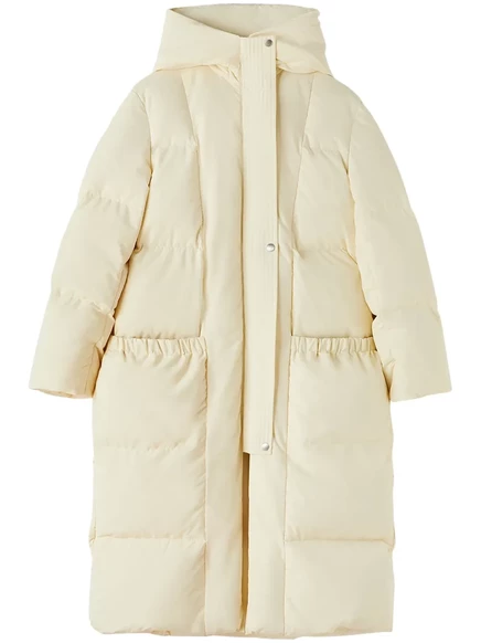 Женское стеганое пуховое пальто Jil Sander с капюшоном, белое