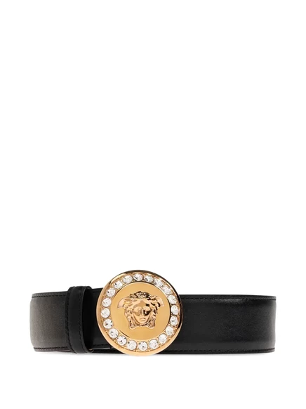 Женский ремень Versace Medusa с кристаллами, черный