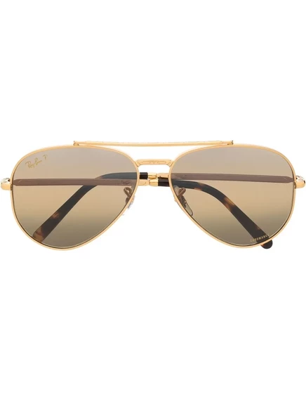 Солнцезащитные очки Ray Ban авиатор зеркальные, золотистые