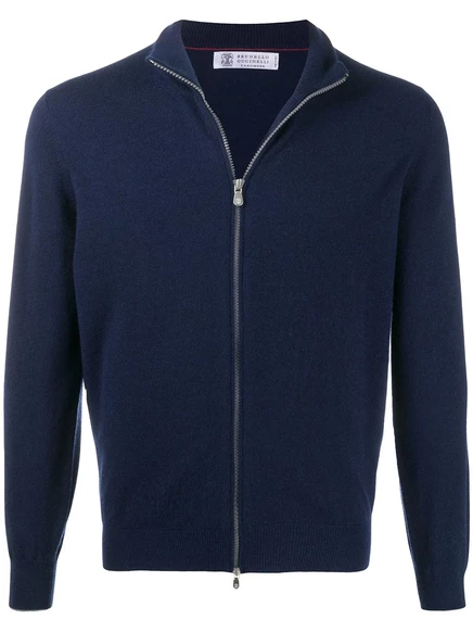 Мужской кардиган Brunello Cucinelli на молнии, синий