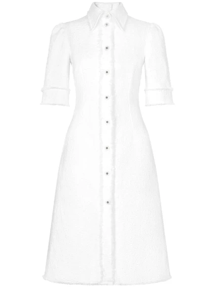 Платье-рубашка миди из твида Dolce & Gabbana white