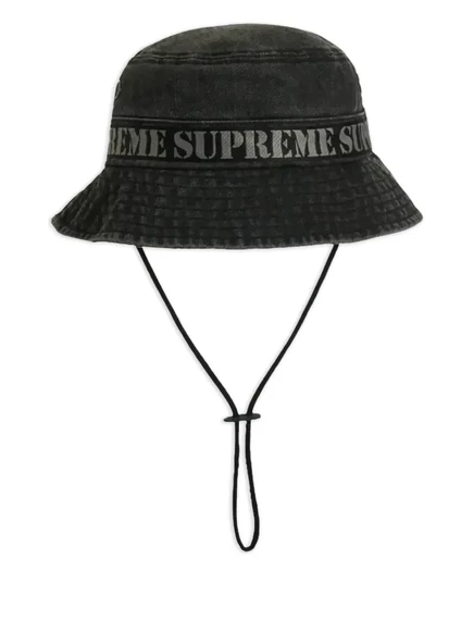 Мужская панама Supreme Boonie с лентой и шнурком, черная