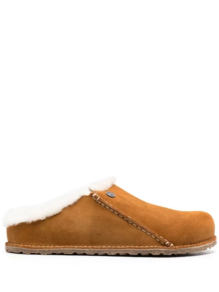 Мужские тапочки Birkenstock Zermatt замшевые с овчиной, коричневые