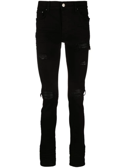 Мужские узкие джинсы Amiri MX1 с потертостями, черные