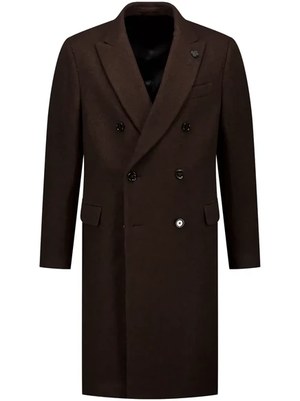 Двубортное пальто с брошью в виде Лардини brown
