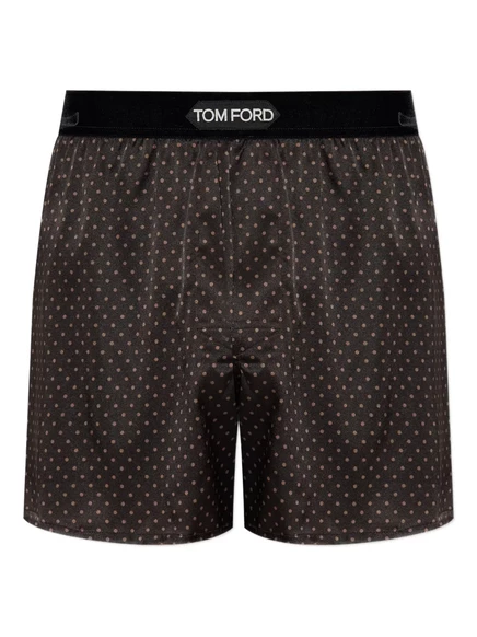 Мужские шелковые боксеры Tom Ford в горох, темно-коричневые