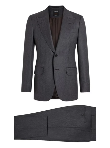 Однобортный шерстяной костюм Zegna grey