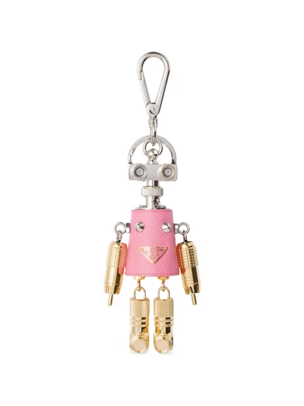 Женский брелок Prada Robot из сафьяновой кожи, розовый