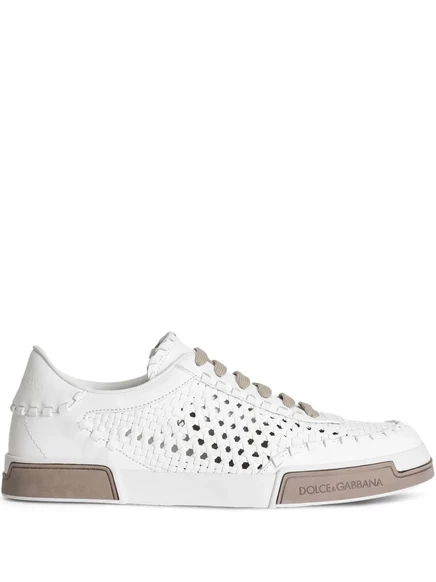 Кроссовки из плетеной кожи Dolce & Gabbana white
