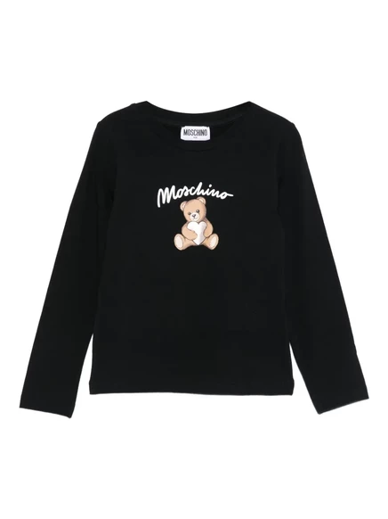 Футболка с длинным рукавом и принтом плюшевого мишки Moschino Kids black