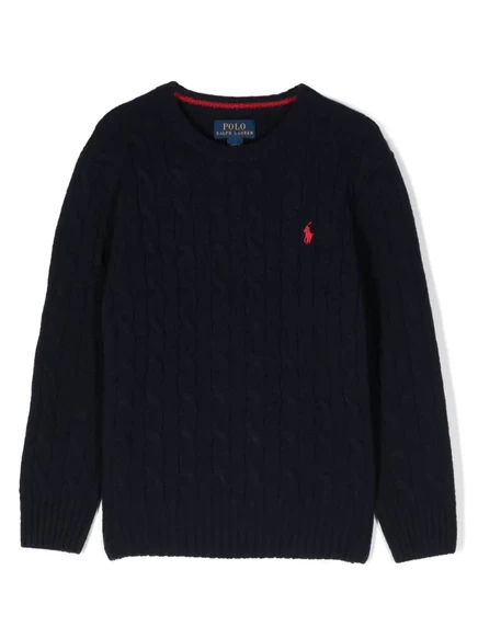 Джемпер из плотной вязки с вышитым логотипом POLO RALPH LAUREN KIDS blue