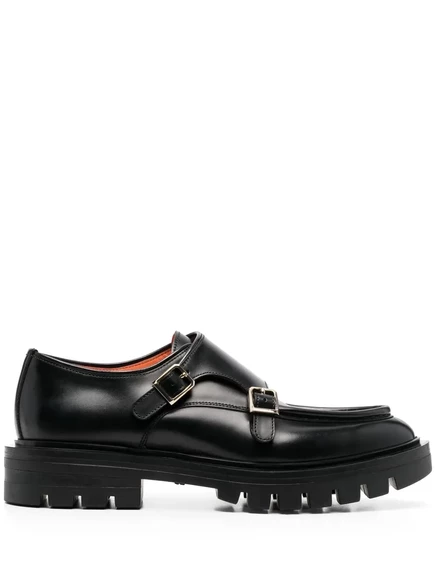Женские лоферы Santoni с боковой пряжкой, черные