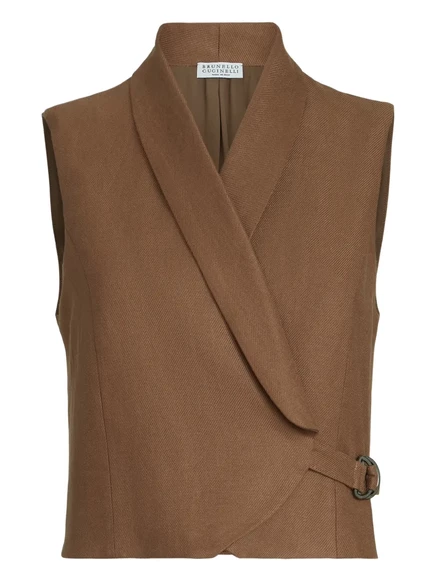 Женский жилет Brunello Cucinelli льняной, коричневый