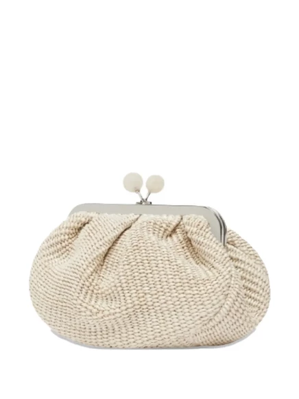 Женский клатч Weekend Max Mara Pasticcino средний с цепочкой и декором из бусин, кремовый