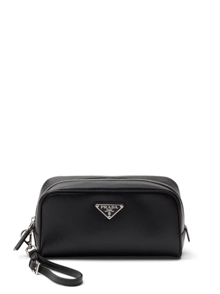 Мужской кожаный несессер Prada, черный