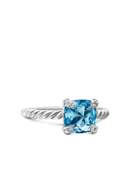 Женское кольцо David Yurman Chatelaine из серебра с топазом, голубое
