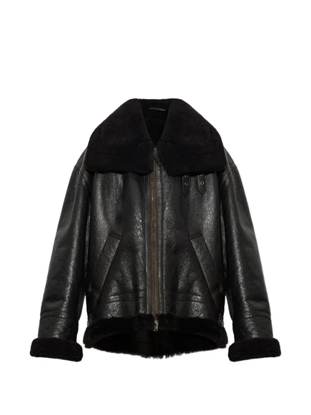 Мужская куртка Balenciaga из кожи с мехом, коричневая