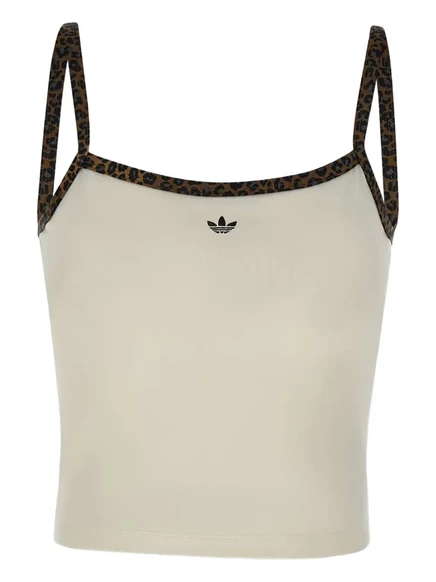 Женская майка Adidas с леопардовыми бретелями, белая