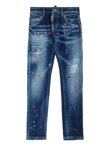Джинсы с брызгами краски для крутых парней из DSQUARED2 KIDS