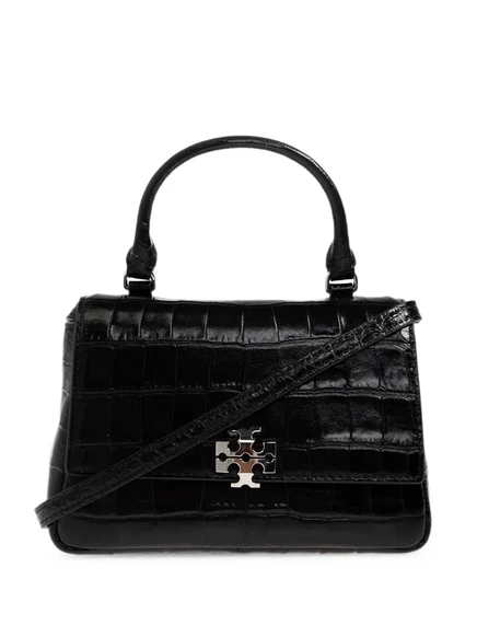 Сумка-тоут Tory Burch Charlie под крокодила, черная