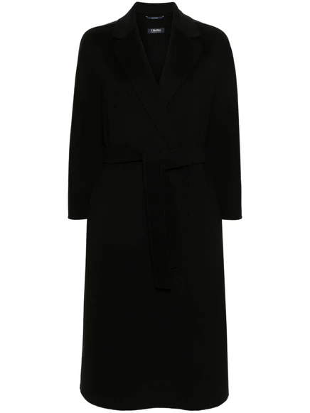 Женское пальто S. Max Mara с поясом, шерстяное, черное
