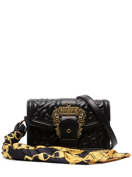 Сумка через плечо с пряжкой и логотипом Versace Jeans Couture, украшенная шарфом с логотипом black