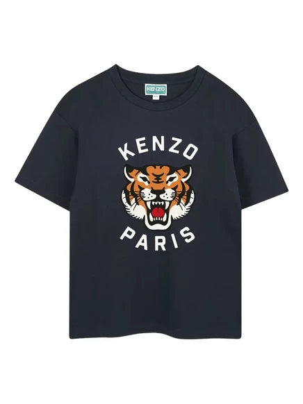 Хлопковая футболка с рисунком тигра от Kenzo Kids