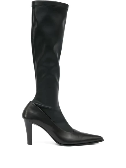 Женские сапоги до колена MM6 Maison Margiela кожаные, черные