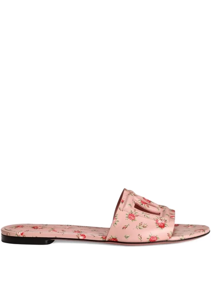 Женские сандалии Dolce & Gabbana с цветами, розовые